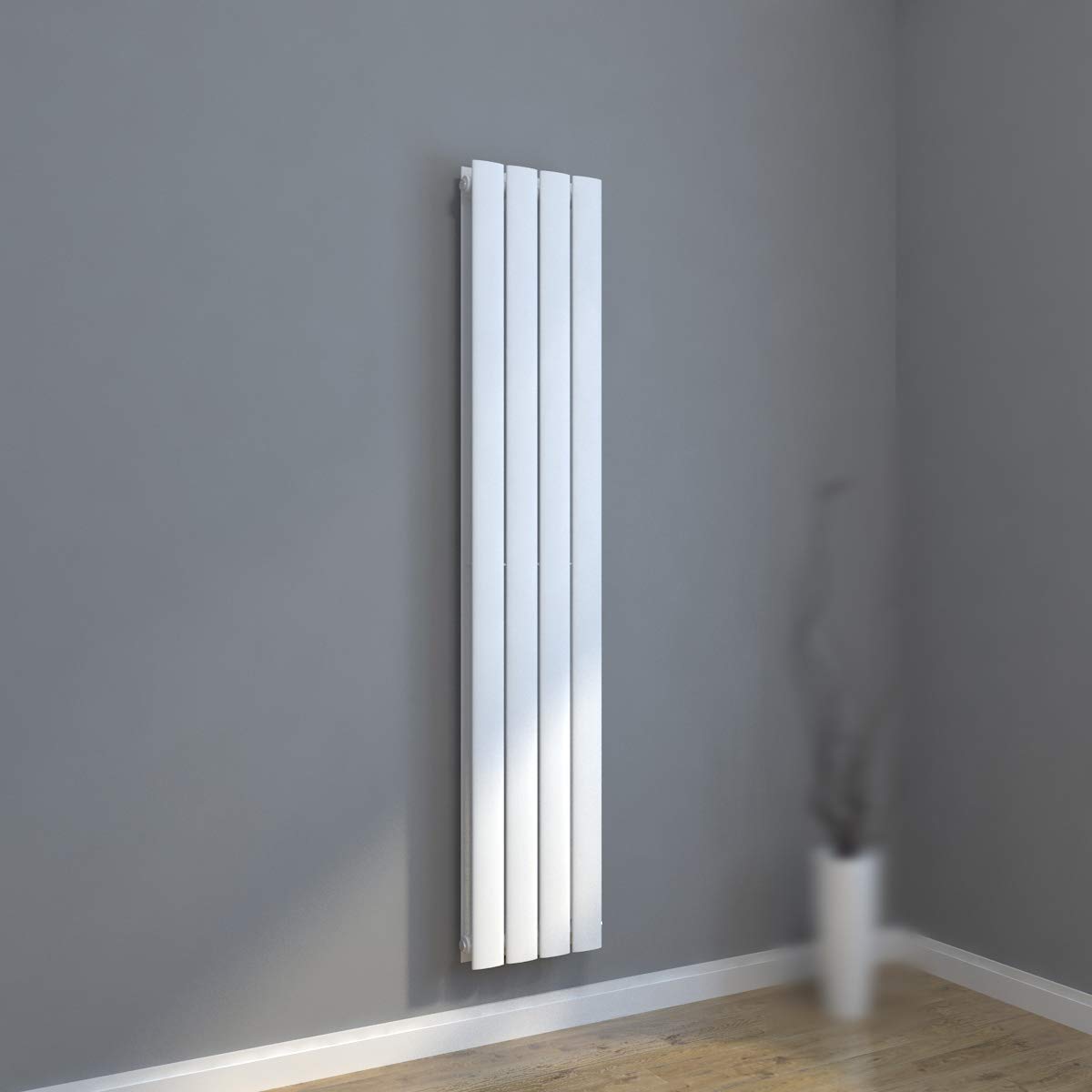 SONNI-Radiatore Termoarredo di Design Verticale Moderno - Termosifone con Finitura Bianca - Design a Colonna Piatta - 1630 x 308 mm - Riscaldamento ad Acqua Calda