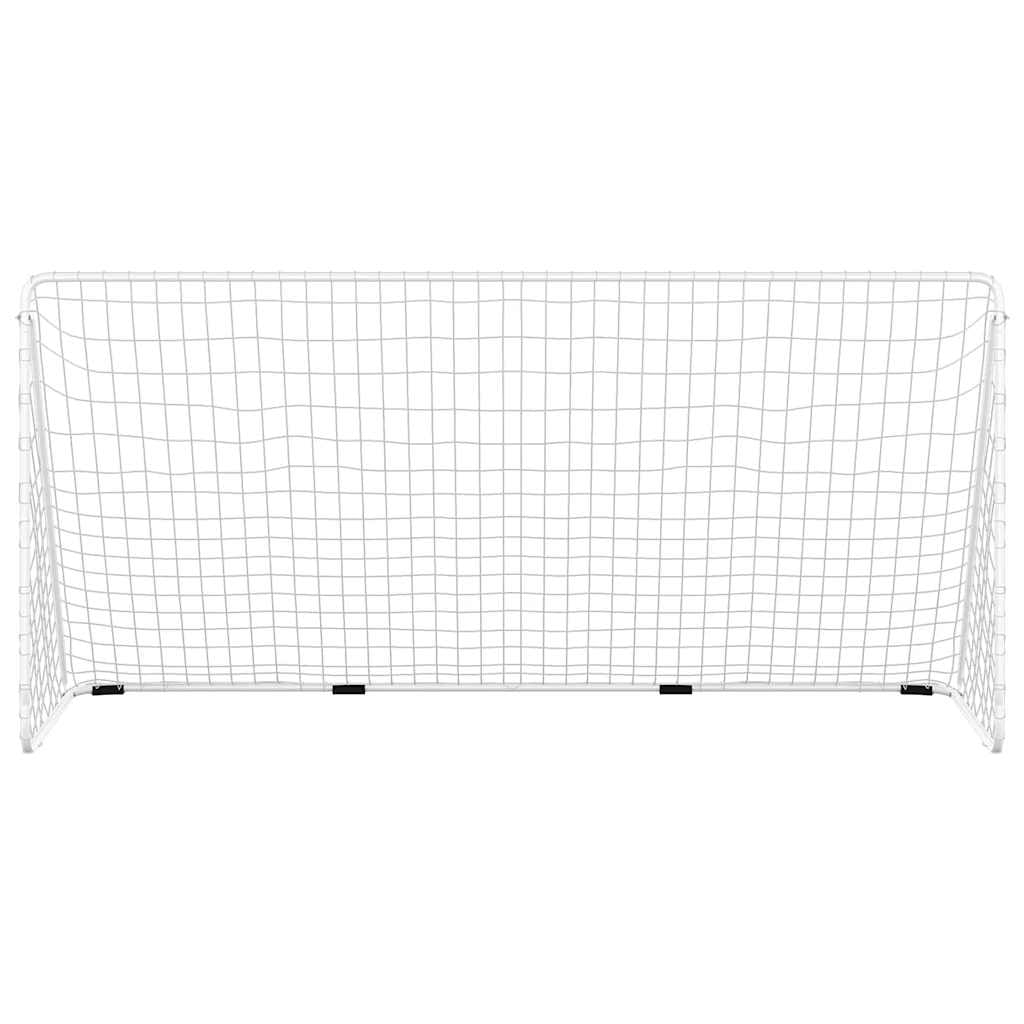 Fußballtor mit Netz Weiß 366x122x Stahl pulverbeschichtet, witterungsbeständig, inkl. robustem Netz, ideal für Training, Freizeit und Spiel im Garten, Outdoor und Indoor