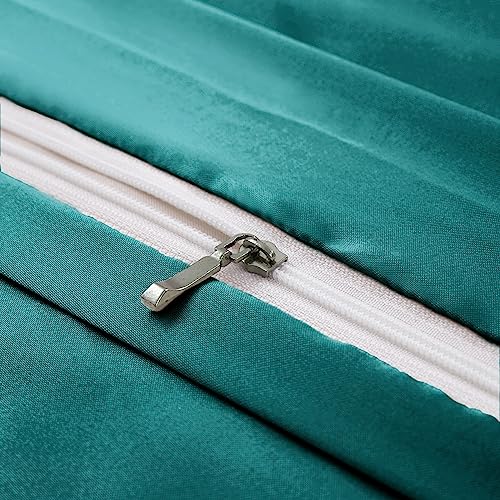 Image of Ersmak 6 Pieces Satin Duvet Cover King Size Luxury Silky Bedding Duvet Cover Set with 1 Soft Duvet Cover, 4 King Pillowcases and 1 Body Pillowcase, Teal