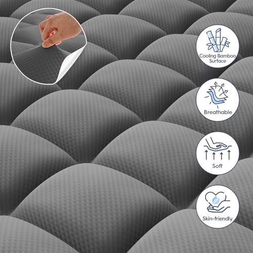 Image of ELEMUSE Dual Layer 3 Inch Memory Foam Mattress Topper Twin, 2 Inch Cooling Gel Memory Foam Plus 1 Inch Down Alternative Pillowtop Mattress Pad with Cooling Cover, Soft Comfort Support, Grey
