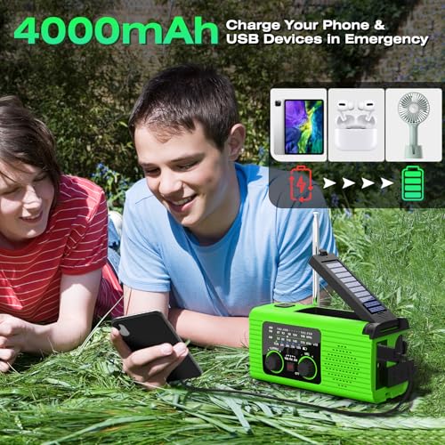 Image of NITIGO Emergency Radio, Multifunction Solar Charger Hand Crank NOAA Weather AM /FM Radio 4000mAh with USB Charged, Reading Lamp, Flashlight, SOS Alarm, Headphone Jack for Emergencies, 2 Pack