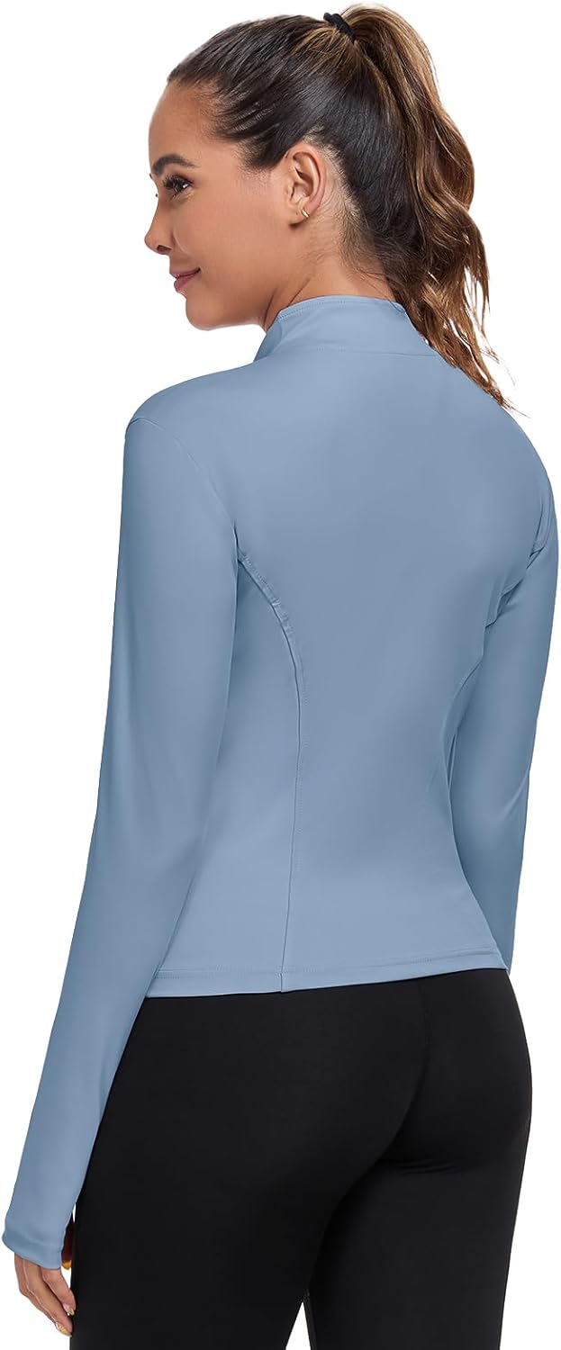 Women's Workout Jacket, Womens Cropped Lightweight Running Jackets, Zip Slim Fit Athletic Tops for Gym, Yoga, Jogging - Image 5