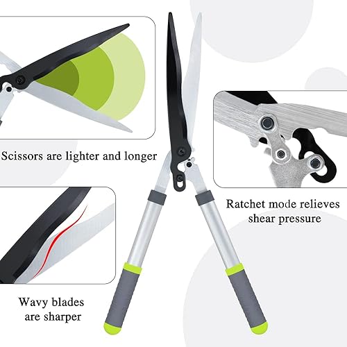 Miniatura 6 de Tijeras de setos y cortasetos ligeras, tijeras de jardín con hoja ondulada SK-5, cortasetos manual para recortar bordes, vallas, arbustos, árboles
