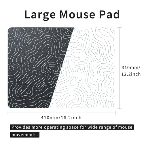 Image of XVX Glass Mousepad for Gaming, Topographic Hard Gaming Mouse pad, Professional Large Mouse Mat 410mm*310mm, Special Glass Surface with Improved Precision and Speed