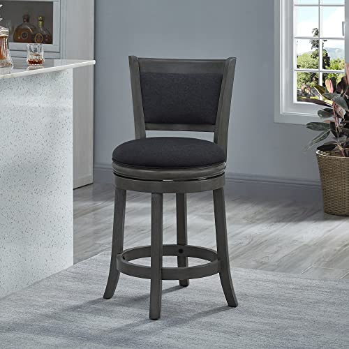 Ball & Cast Upholstered Swivel Counter Stools Kitchen Bar Stools 24" Seat Height Wooden Frame Stool Chair,Dark Grey (Hsa-1102D-1) #TOP1