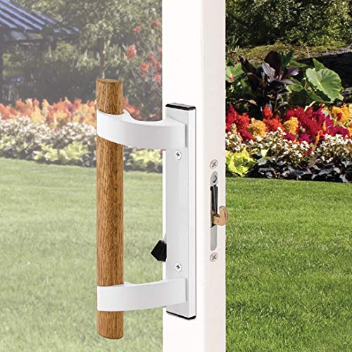 Image of Prime-Line C 1204 Sliding Glass Door Handle Set - Replace Old or Damaged Door Handles Quickly and Easily - White Diecast, Mortise /Hook Style, Fits 3-15 /16 In. Hole Spacing (1 Set)