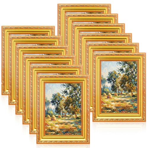 Image of 24 Pcs 4 x 6 Inch Gold Picture Frames Bulk Vintage Antique Ornate Retro Baroque Photo Frames with Backboard for Wall Hanging Tabletop Home Decor Wedding Christmas Display