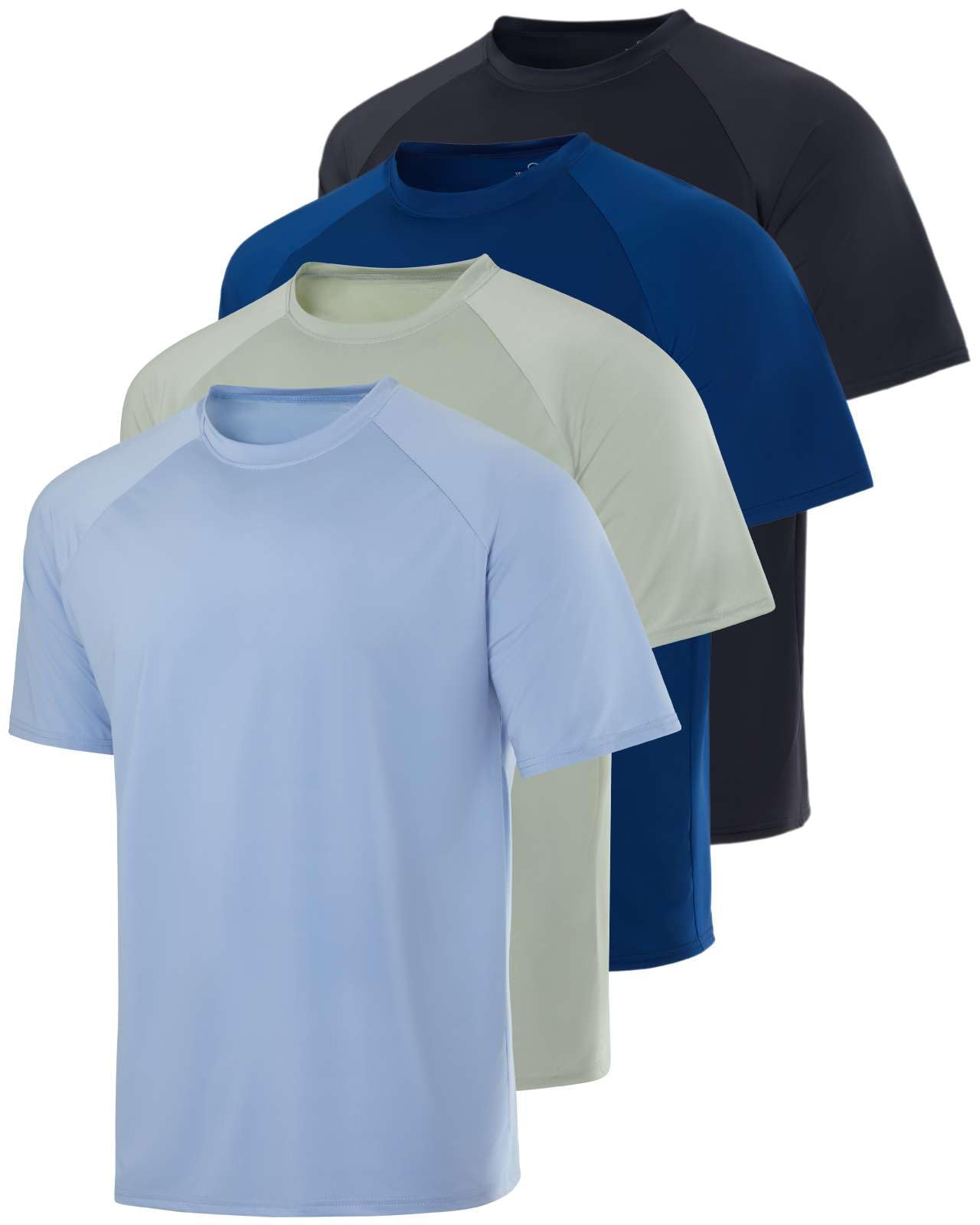 4 Pack: Mens Short Sleeve Rash Guard Shirt Quick Dry UPF 50+ Sun Protection Swim (Available in Big & Tall)-image-24