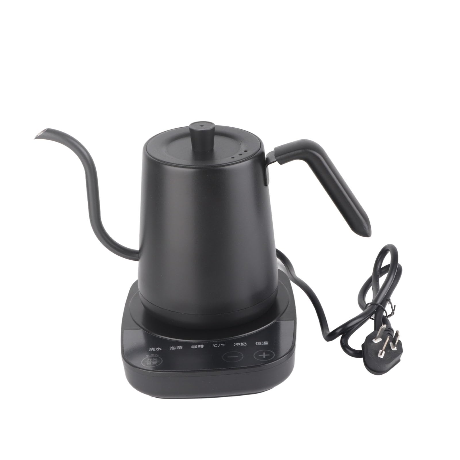 Bollitore elettrico a collo di cigno Bollitore da versare in acciaio inossidabile con controllo automatico della temperatura e isolamento per caffè e tè, ufficio e casa, nero