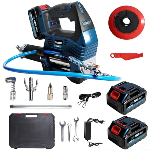 Bostar Pompe à Graisse Électrique 12000 PSI, Pistolet de Graissage sans Fil avec 2 Batteries 4.0Ah (Compatible Makita 18V), Moteur Brushless, Tuyau 1m &...