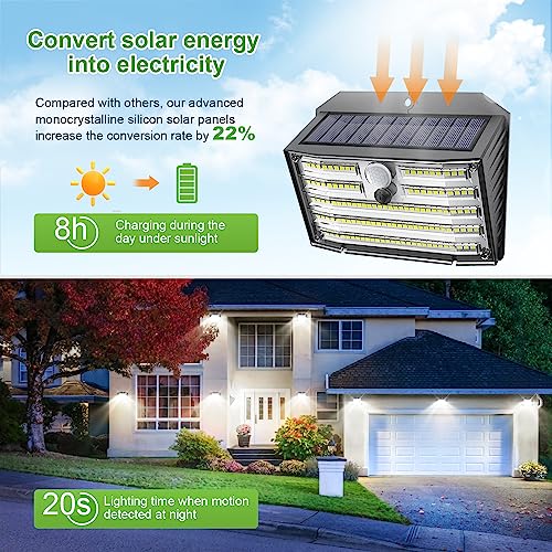 Claoner SL126AB-US Solar Lights Outdoor [𝟔 𝐏𝐚𝐜𝐤/126 Led], Wireless Motion Sensor Lights thumb #2