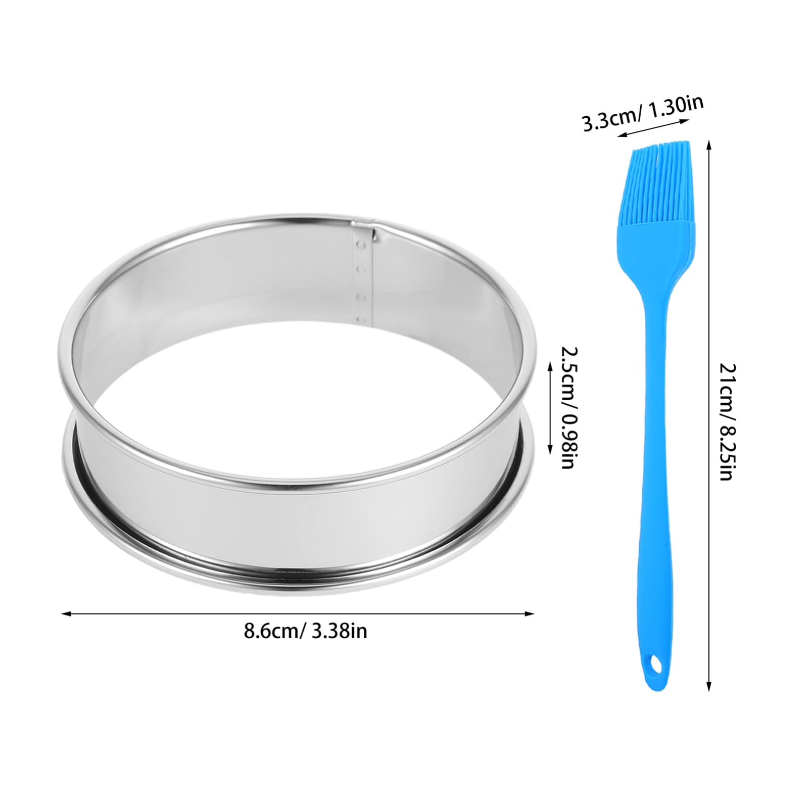 Unomor 13pcs Stainless Steel Mousse Ring Cake Non Stick Round Baking with Brush for Tarts Desserts Mousse Heat Easy Release for Home Baking