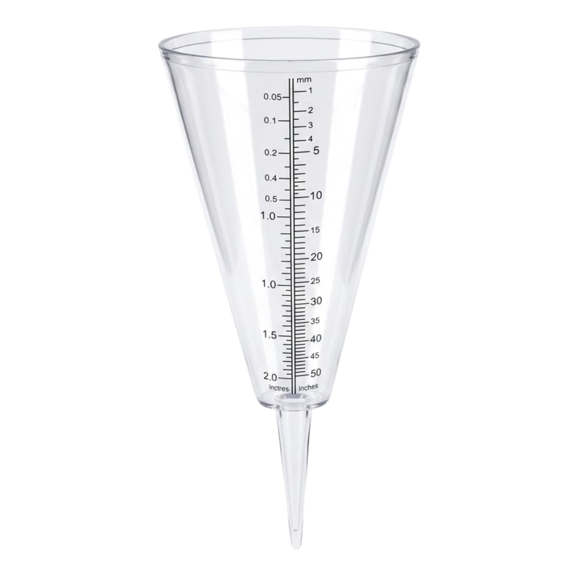 W-Direct Garden Rain Gauge Outdoor – Conical Rainfall Measuring Gauge With Dual Scale (Mm & Inches), Clear Plastic Weather Rain Meter For Garden, Yard, Lawn, Farm & Weather Monitoring