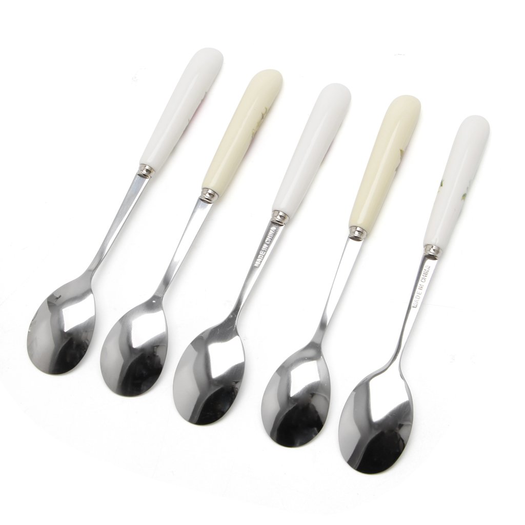 Cucchiaio in ceramica con manico in acciaio inox, per dessert
