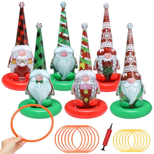 6 Pack Inflatable Christmas Gnome Ring Toss Game