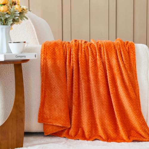image for NEWCOSPLAY Super Soft Throw Blanket Orange Premium Silky Flannel Fleec
