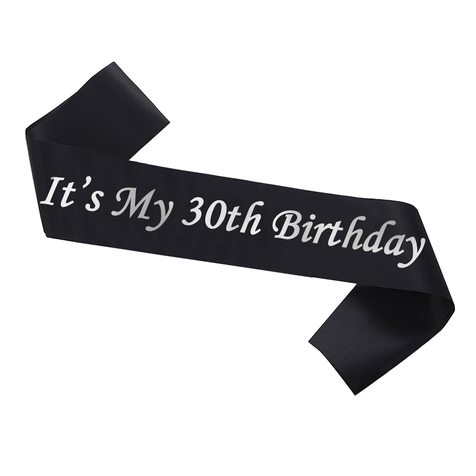It’s My 30th Birthday Sash,Silver Foil Letter Happy 30th Birthday Sash Party Favors Decoration for Birthday Women Men Black