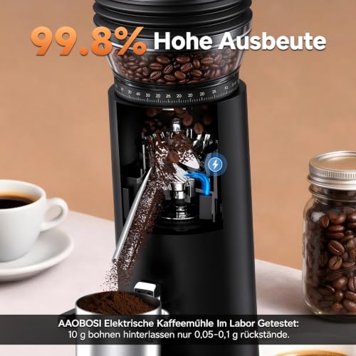 AAOBOSI Kaffeemühle Kabellos mit Waage,60 Mahlgrade,LED,USB-C Elektrisch – Ansicht 6
