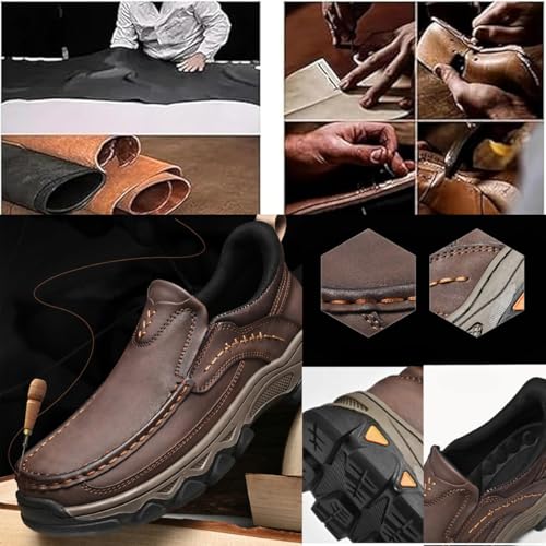 Enjerr Orthopedic Shoes,2025 Men's Casual Leather Handmade Non-Slip Arch Support Loafers Orthopedic Slip on Hiking Shoes2
