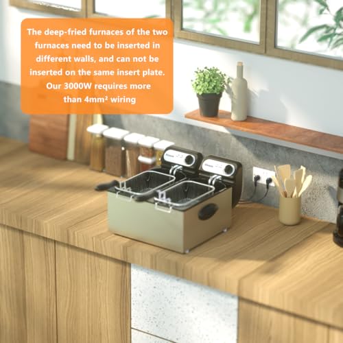 Vexon 3000W Electric Deep Fryer w/ 2 Baskets & Lids, 2X3L Stainless Steel Double Fryer,Countertop Kitchen Frying Machine,Temperature Control, Overheat Protection, 16.93*15.98*10.28 Inch, Silver