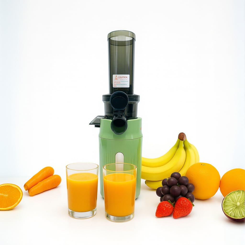 Zuminstant Compact - Spremiagrumi elettrico (Slow Juicer): spremuto a freddo, ricco di sostanze nutritive, frullatore senza schiuma, risparmio di spazio, elegante e versatile - per frutta e verdura