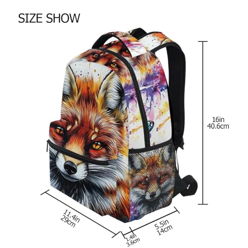 Fox Head Butterfly Backpack Daypack Shoulder Bag Book Bag Lightweight Back Pack 12 ×16.9 Inch4