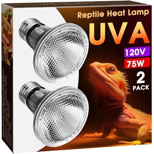 Image of Briignite Reptile Heat Bulb [2 Pack] Reptile Light Bulbs 75W UVA UVB | Dimmable Heat Lamp Bulbs Basking Spot Light Bulb for Reptiles, Amphibian, Bearded Dragon, Lizard, Chicken