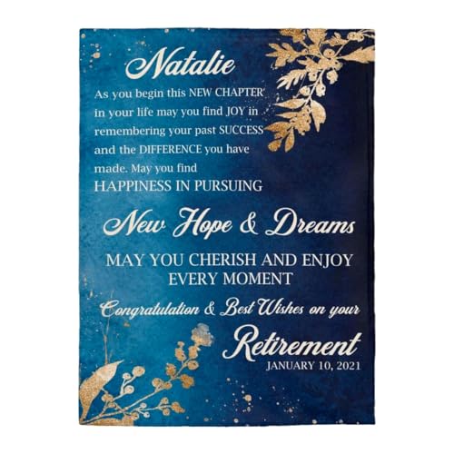 Retirement Blanket Personalized Soft Throw Blanket Best Retirement Gifts for Women Men, Mom Dad Grandma Grandpa Boss Coworkers Friends Retire Farewell Party Gift
