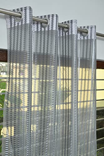 Image of HOME UTSAV 1 Piece Sheer Premium Tissue Net Polyester Curtains for Long Door 9 Feet, Grey