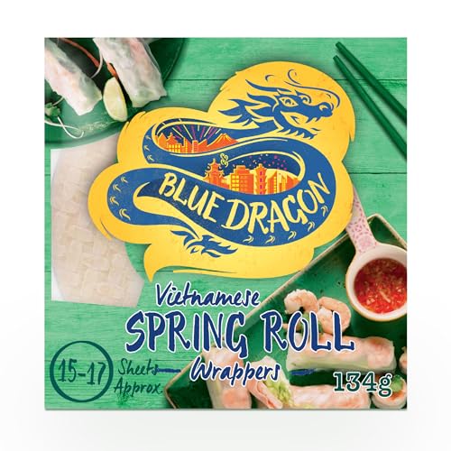 Blue Dragon Vietnamese Spring Roll Wrappers 134g | 15 Sheets | Suitable For Fresh Steamed Or Deep Fried Spring Rolls