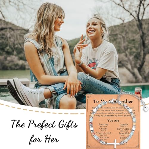Image of Christian Gifts for Women Girls, Religious Cross Bracelet, Birthday Christmas Easter Baptism Confirmation First Communion Valentines Day Graduation Gifts for Her