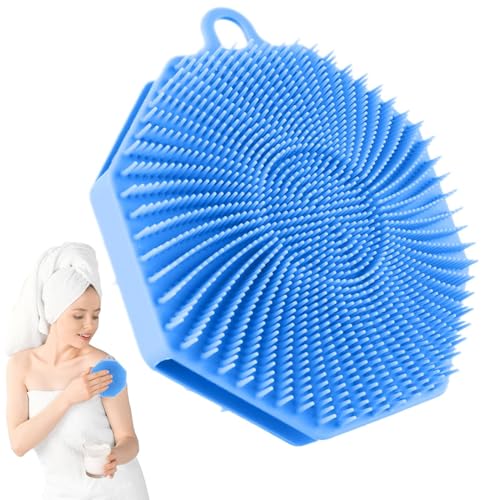 Moreeulsi シリコンシャワースクラバー、バスシリコンスクラバー | 両面シリコンスクラバー | 皮膚剥離剤、頭皮マッサージャー、入浴、シャワーアクセサリー、洗浄用のルーファススポンジ