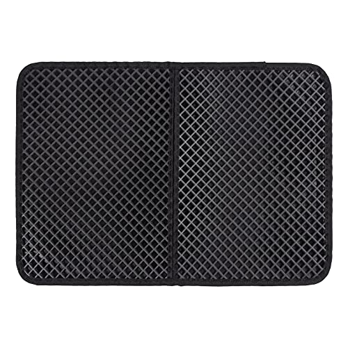 Cat Litter Mat Litter Trapping, Cat Litter Box Mat Scatter Control, Honeycomb Double-Layer Design Waterproof Urine Proof Material (60X42cm, Black) Cat litter pad