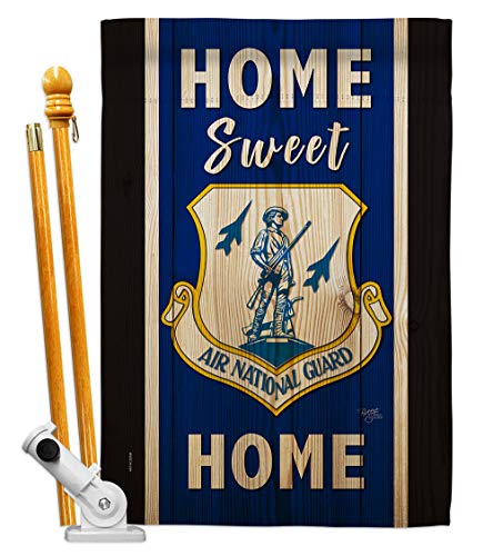 Breeze Decor Home Sweet Air National Guard House Flag Set Armed Forces Army Rangers United State American Military Veteran Retire Official Banner Small Garden Yard Gift Double-Sided, Made in USA