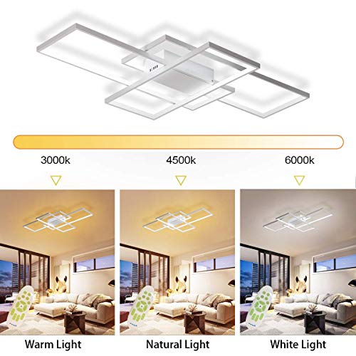 Jaycomey Ceiling Light Dimmable Led Chandelier With Remote Control,Modern 50W 3-Layer Square Ceiling Lamp Acrylic Flush Mount Ceiling Lights Fixtures For Bedroom Dining Living Room Kitchen(White) #TOP4