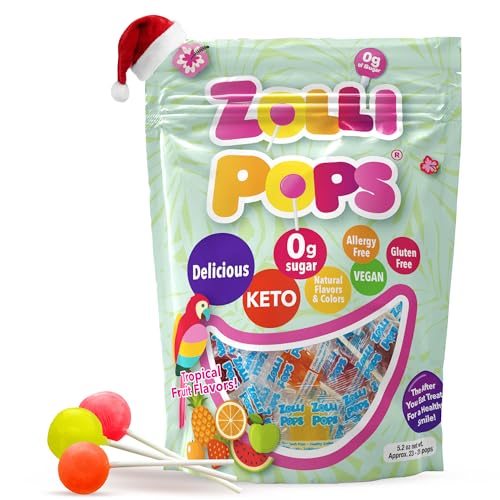 Zollipops The Clean Teeth Pops, Anti Cavity Lollipops, Delicious Flavors, Tropical, 5.2 Ounce ( Package May Vary)