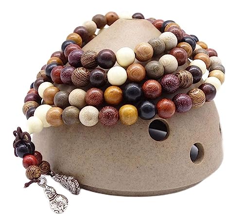 Perles de prière bouddhiste 108 en bois naturel coloré 6mm pour homme et femme