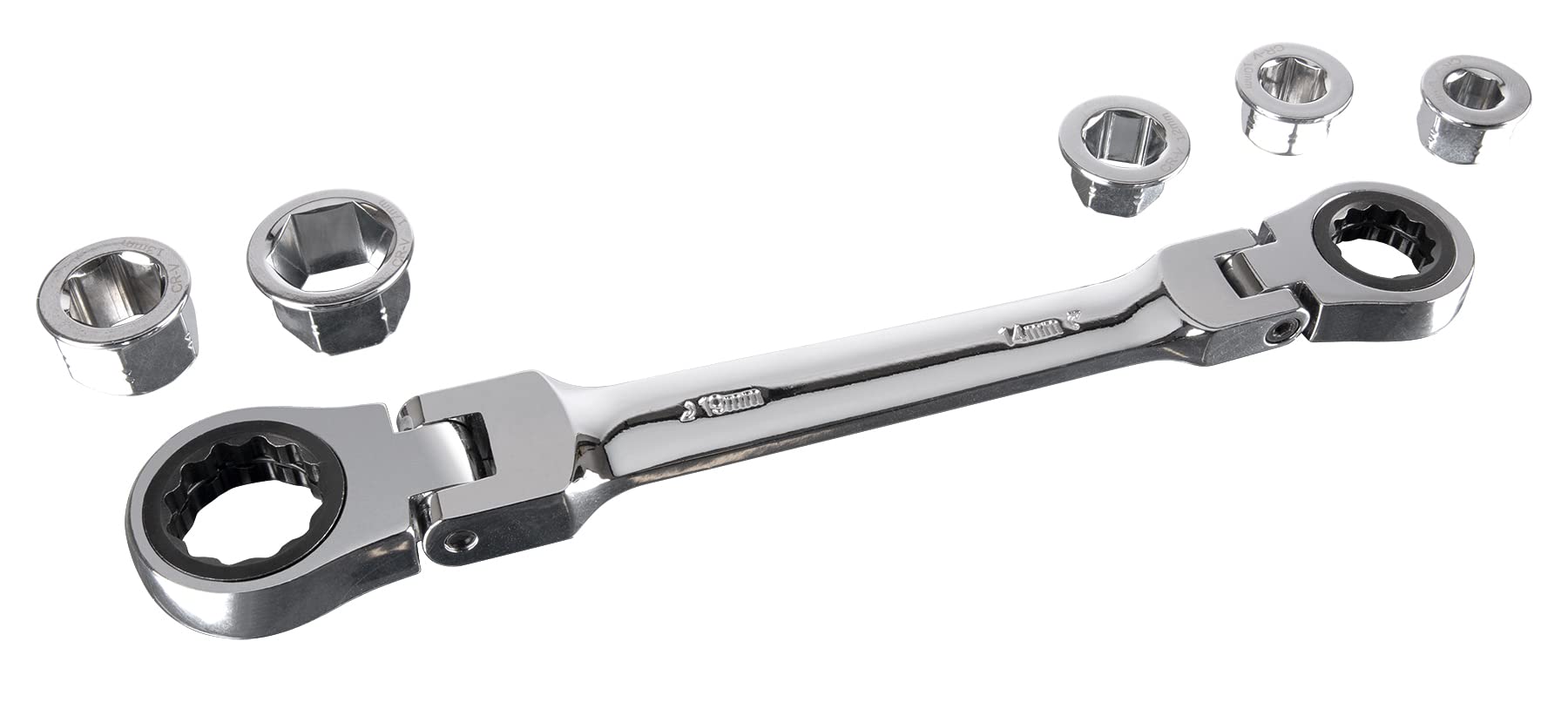 PERFORMANCE TOOLW30649 Flex Head Ratcheting Wrench Set - 7 Piece Metric, Low Profile, 72 Tooth, with Reusable Storage Case