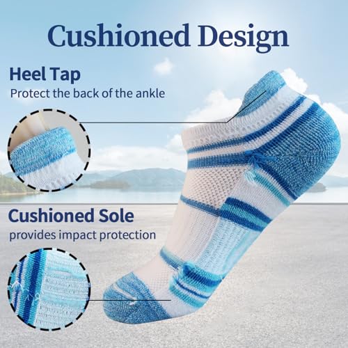 BIOAUM Womens Cotton Ankle Anti-blister Thick Cushioned Wicking Odor Resist Athletic Running Socks 5-6 Pairs2