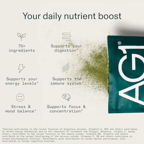 AG1 Greens Powder Supplement | Daily Nutrient Boost: Vitamins, Minerals, Gut-Friendly Bacteria, Gluten Free, Vegan and Keto Friendly | 70+ Ingredients by AG1 Athletic Greens | Refill Pouch Only - Image 2
