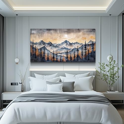 QIYILEXWART Canvas Wall Art For Living Room Wall Decor For Bedroom Office Wall Decoration Mountain Landscape Painting Abstract Pictures Artwork Room Aesthetic Home Decor 20x40 In