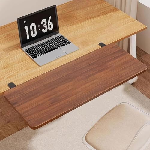 Ergonomic Wooden Keyboard Tray - Desk Extension Attachment, Clamp-On Shelf for Elbow Support, Adjustable Desk Mount Arm Rest, 40x20cm Desk Accessory
