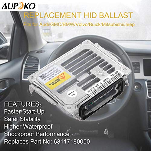 Aupoko 63117180050 Xenon Hid Ballast Headlight Control Unit Assembly, Replaces # Lad6G, 89034934, 89076976, 4L0907391A, Compatible With Audi Q7 Bmw Buick Gmc Citroen Jeep Cherokee Renault Volvo #TOP2