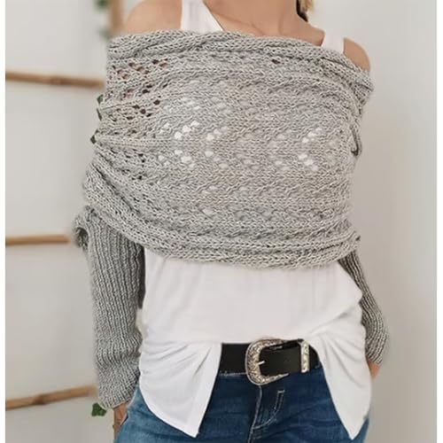 Multifunctional Scarf with Sleeves for Women Soft Knitted Wrap Shawl Autumn Winter Warm Sweater Scarf with Sleeves4