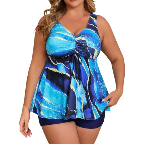 Tankini grande taille floral chic avec jupe de bain haute qualité