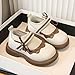 Girls Dress Shoes Mary Jane Fashion Bow Patchwork Color Block Princess Shoes Beige