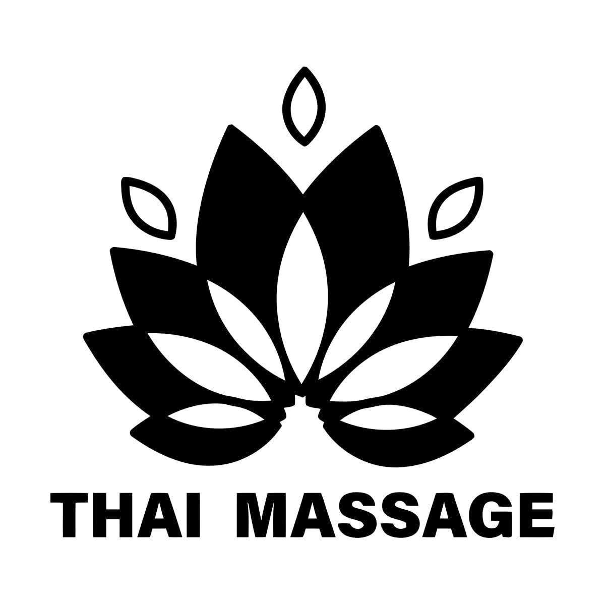 Lettering Stickers Lotus Icons Thai Massage Therapy Relax Studio 54x60.3cm Can Modify and add Information Large Black