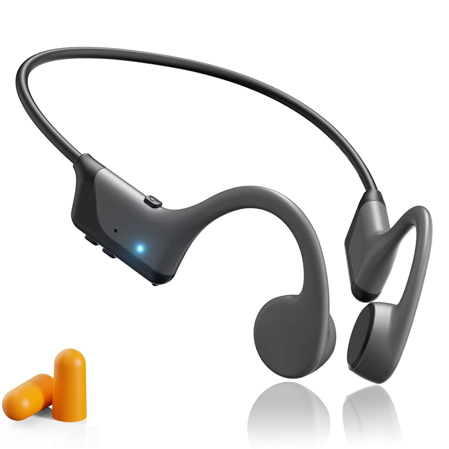 BabbleCom Bone Conduction Headphones,Open-Ear Bluetooth 5.3 Sport Headphones with Mic IP55 Waterproof 8 Hour Playtime & IP55 Wireless Earphones for