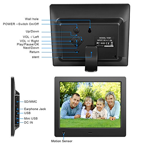 Digital Photo Frame 8 inch - Electronic Photo Frame with Slideshow HD IPS Display Picture Frame with Motion Sensor/Video/Background Music/Calendar/Clock/Gifts for Keeping Memory by FLYAMAPIRIT - Thumbnail 5