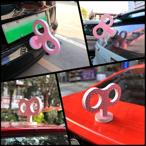 Image of 3D Wind-Up Car Key, Retro Clockwork Decoration for Car Roof, Top, Trunk Lid, Funny EVA Exterior Sticker, DIY Personalized Decoration for SUV, and Truck Models (Pink Leopard)